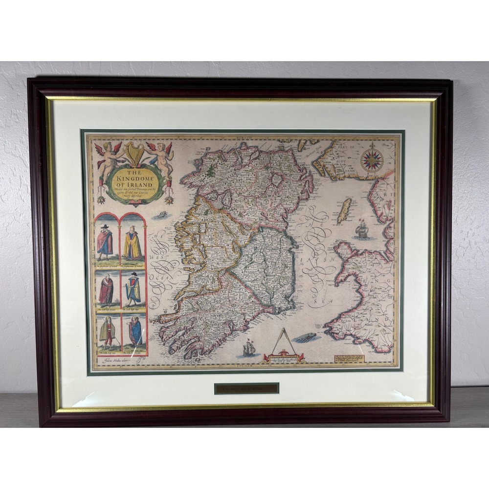 The Easton Press John Speed Map of Ireland 1676 Framed Historical Cartography